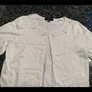 Chetta B sunhee white short beaded cardigan